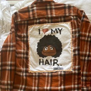 Vintage hand stitched long sleeve flannel shirt I ❤️ MY HAIR  one of a kind